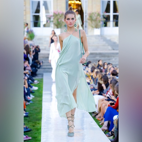 Jacquemus Spiaggia Dress 42 Flowy Asymmetrical Drape runway boho drape sheath l - Picture 1 of 9